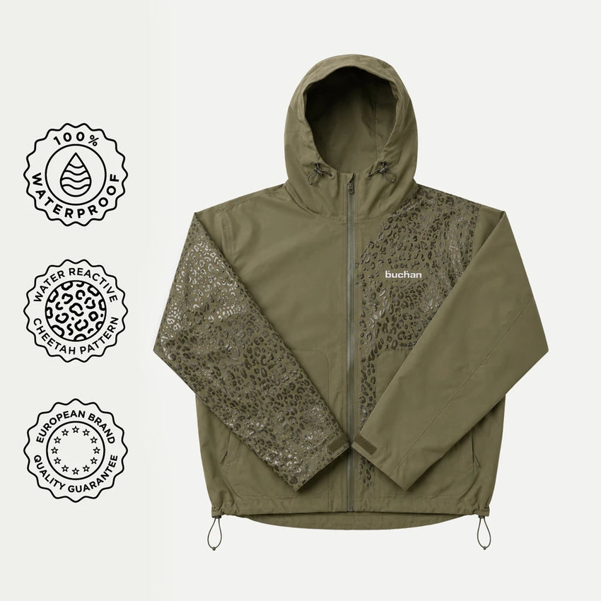 Water Reactive Cheetah Rain Jacket