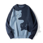 Baggy Cat Graphic Knit Sweater