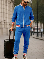 Sporty Men’s Striped Fleece Track Set