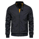 Men's Solid Baseball Stand Collar Bomber Jacket