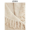 Cider Women's Fringed Wool-Blend Long Wrap Cardigan with Tie Belt