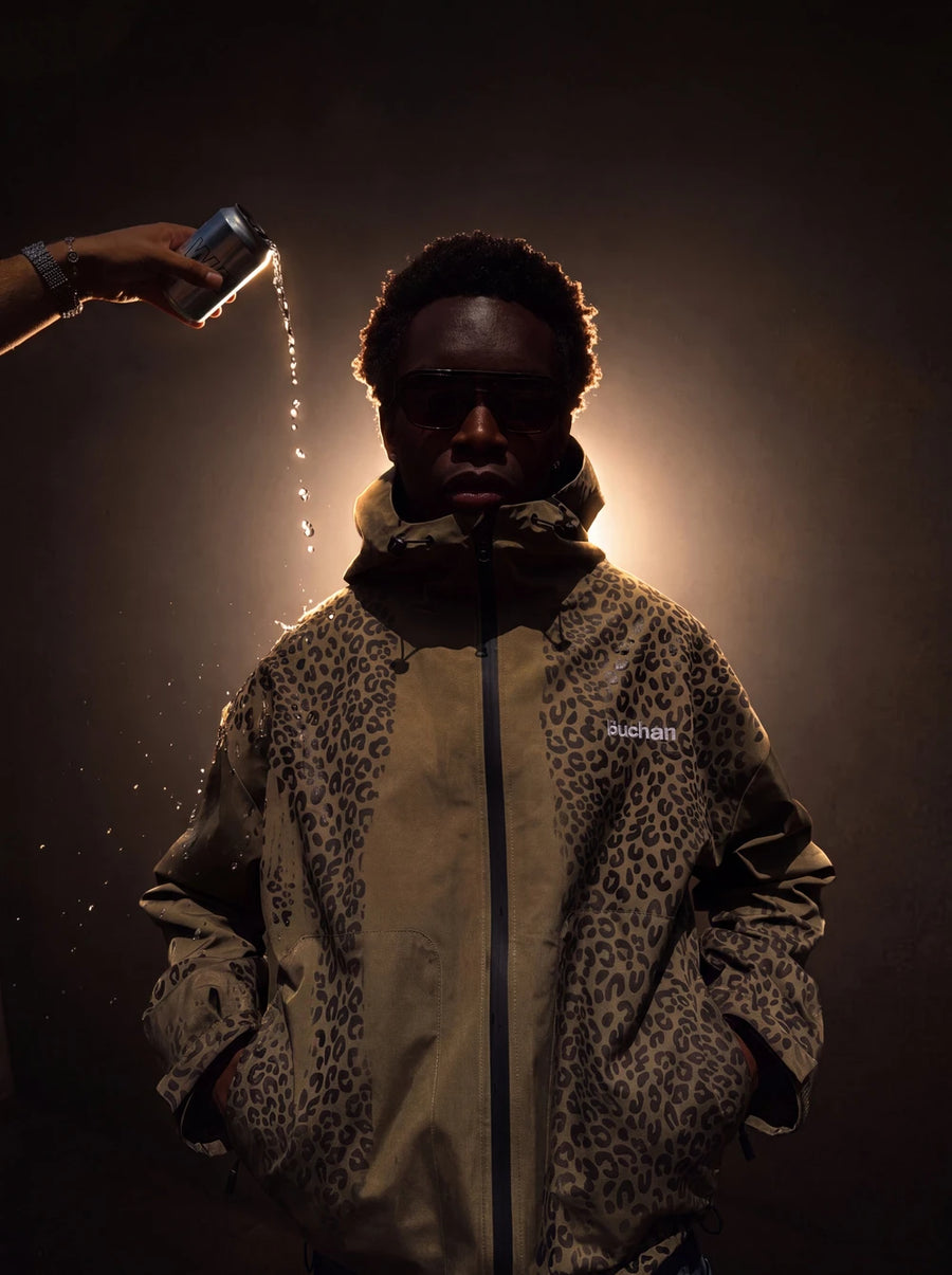 Cheetah jacket on model