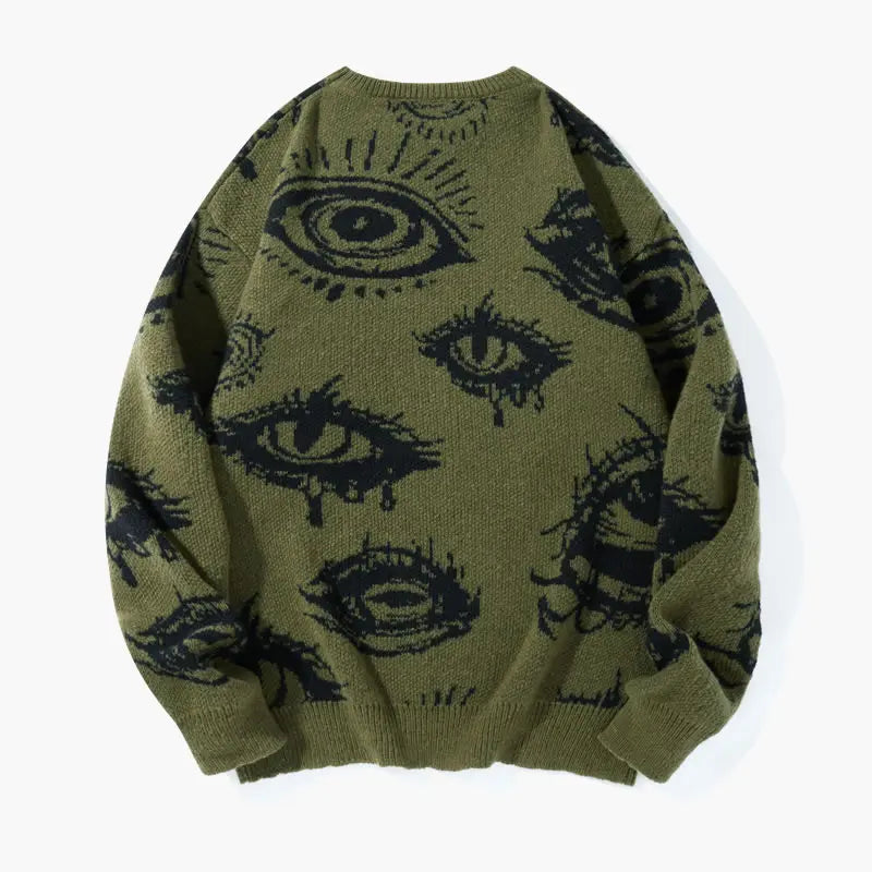 Men's Eye Graphic Knit Pullover Sweater