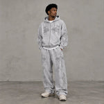 FB County Rhinestone Tatted Up Oversized Hoodie in Grey & Black