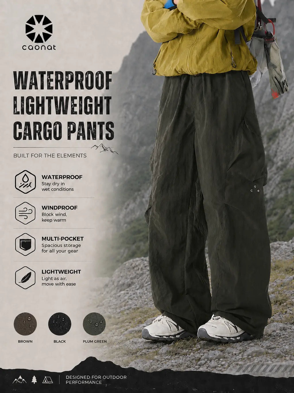 Men's Baggy Cargo Pants – Water-Resistant Stretch Utility