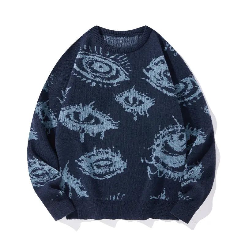 Men's Eye Graphic Knit Pullover Sweater