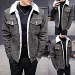 Kingapril Men's Sherpa Lined Denim Jacket Warm Casual Trucker Jacket