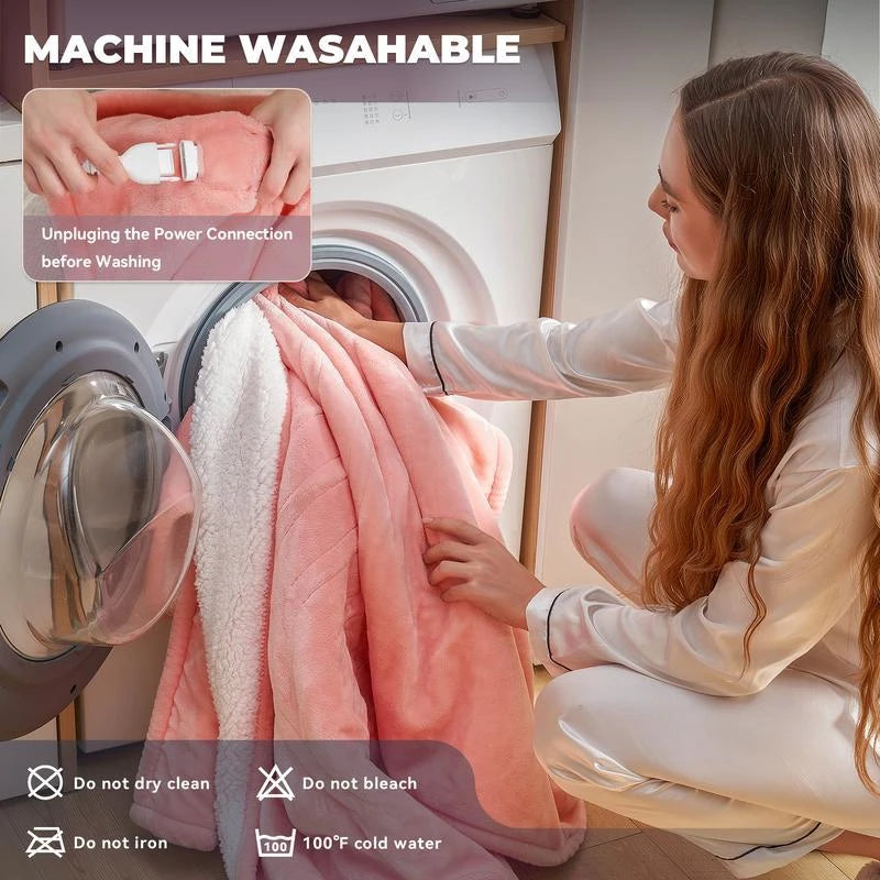 TEHANLD Wearable Heated Blanket with Sleeves & Feet Pocket
